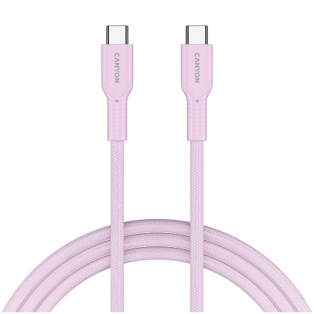 Cabluri & Adaptoare - CANYON cable OnWire 60CL C-C 60W COLOR Braided 1m Pink