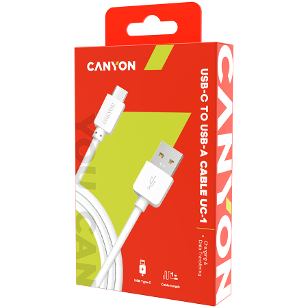 Cabluri & Adaptoare - CANYON cable UC-1 USB-C 5W 1m White