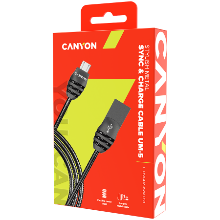 CANYON cable UM-5 MicroUSB 10W 1m Dark Grey [1]