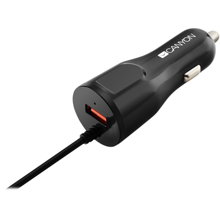 CANYON car charger C-033 2.4A/USB-A built-in Lightning Black [1]