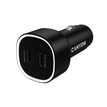 Accesorii - CANYON car charger OnDrive 60 PD 60W 2xUSB-C Black