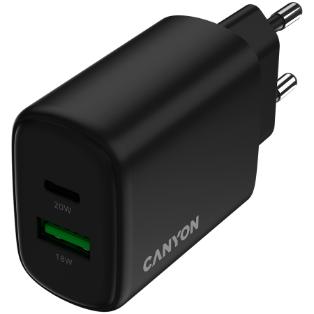 CANYON charger OnCharge 200 20W 1xPD 1xQC EU Black [3]