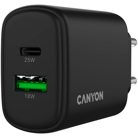 CANYON charger OnCharge 250 25W 1xPD 1xQC EU Black [4]