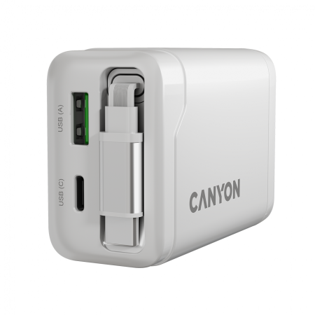 CANYON charger OnCharge 65RC Build-In Cable USB-C 65W 1xPD 1xQC EU White [7]
