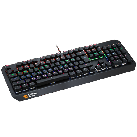 CANYON Hazard GK-6, Wired multimedia gaming keyboard with lighting effect, 108pcs rainbow LED, Numbers 104keys, EN double injection layout, cable length 1.8M, 450.5*163.7*42mm, 0.90kg, color black [4]
