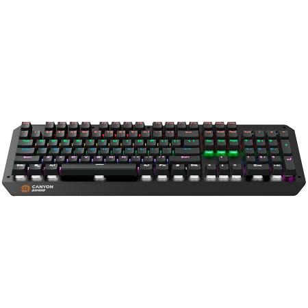CANYON Hazard GK-6, Wired multimedia gaming keyboard with lighting effect, 108pcs rainbow LED, Numbers 104keys, EN double injection layout, cable length 1.8M, 450.5*163.7*42mm, 0.90kg, color black [1]