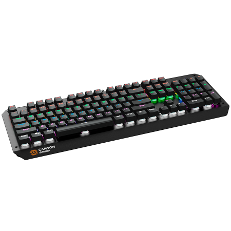 CANYON Hazard GK-6, Wired multimedia gaming keyboard with lighting effect, 108pcs rainbow LED, Numbers 104keys, EN double injection layout, cable length 1.8M, 450.5*163.7*42mm, 0.90kg, color black [2]