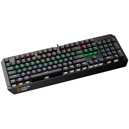 CANYON Hazard GK-6, Wired multimedia gaming keyboard with lighting effect, 108pcs rainbow LED, Numbers 104keys, EN double injection layout, cable length 1.8M, 450.5*163.7*42mm, 0.90kg, color black [3]