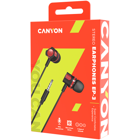 CANYON headphones EP-3 Mic 1.2m Red [2]