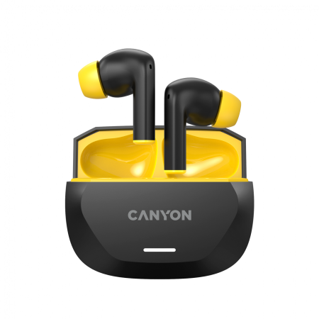CANYON headset HEXAGON 7 TWS ANC+ENC Wireless Charge Black Yellow [3]