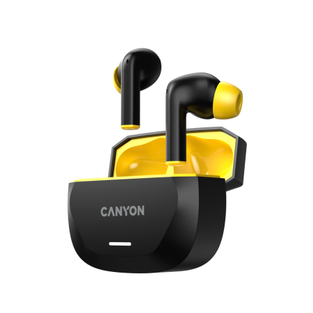 CANYON headset HEXAGON 7 TWS ANC+ENC Wireless Charge Black Yellow [1]