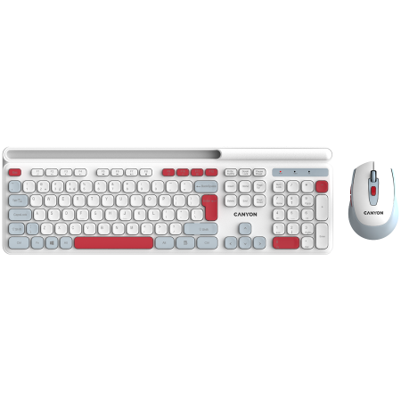 Periferice & Accesorii - CANYON HSET-W5 EN Keyboard+Mouse AAA+AA Wireless White