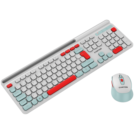 CANYON HSET-W5 EN Keyboard+Mouse AAA+AA Wireless White [2]