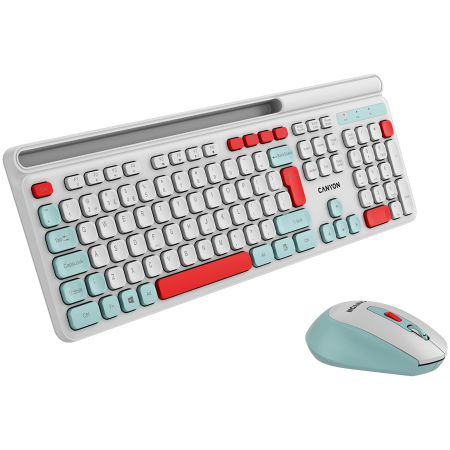 CANYON HSET-W5 EN Keyboard+Mouse AAA+AA Wireless White [3]