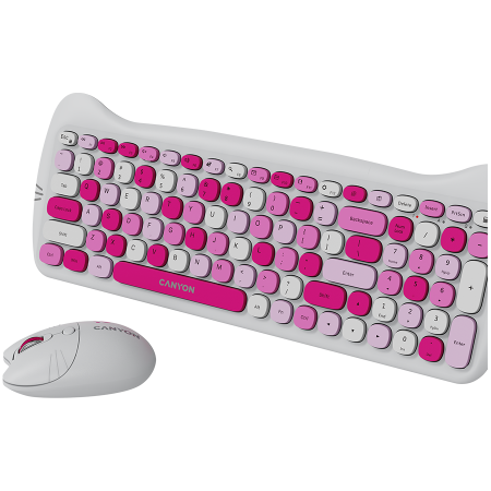CANYON HSET-W6 EN Keyboard+Mouse Kitty Edition AAA+АА Wireless Pink [4]