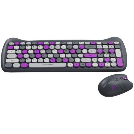 CANYON HSET-W6 EN Keyboard+Mouse Kitty Edition AAA+АА Wireless Violet [1]