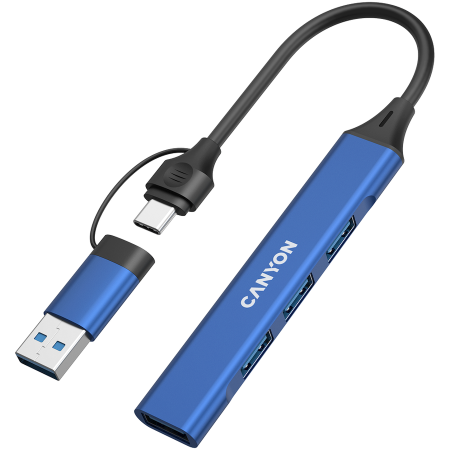 CANYON hub DS-02 4in1 USB-A/C Blue [1]
