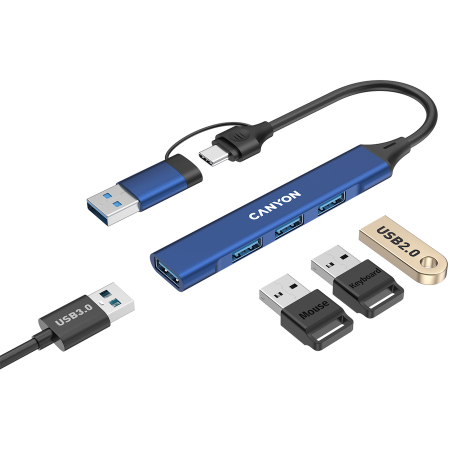 CANYON hub DS-02 4in1 USB-A/C Blue [3]