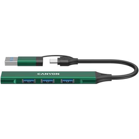 ReÈ›elisticÄƒ & Smart Home - CANYON hub DS-02 4in1 USB-A/C Green