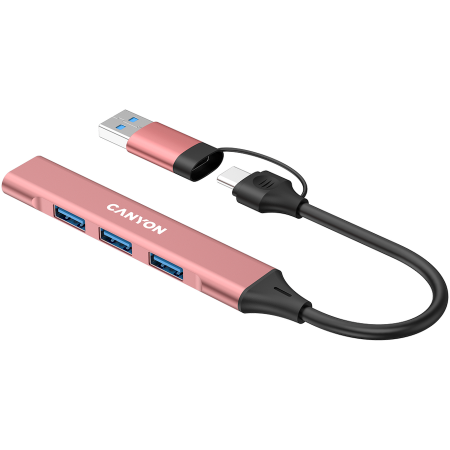 CANYON hub DS-02 4in1 USB-A/C Pink [4]