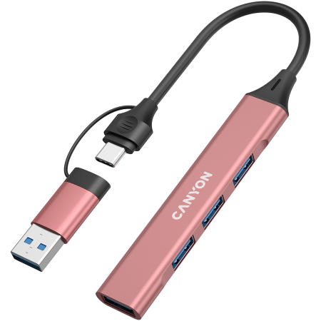 CANYON hub DS-02 4in1 USB-A/C Pink [1]