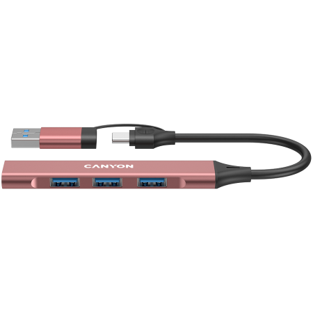ReÈ›elisticÄƒ & Smart Home - CANYON hub DS-02 4in1 USB-A/C Pink