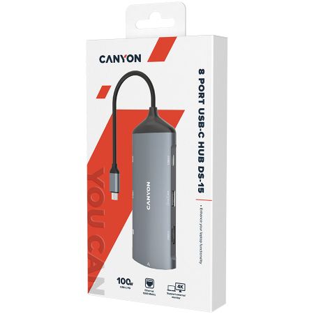 CANYON hub DS-15 8in1 4k USB-C Dark Grey [1]