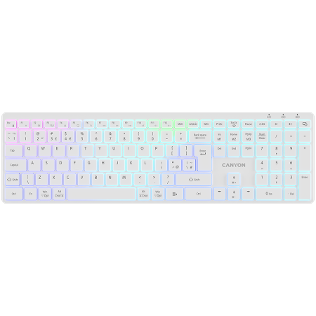 Periferice & Accesorii - CANYON keyboard HKB-W11 UK/US RGB Dual Mode Wireless White