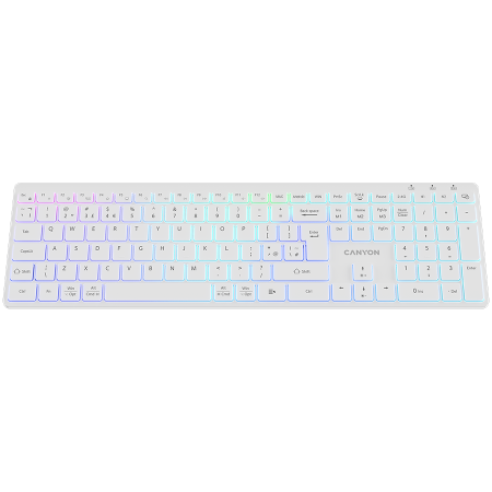 CANYON keyboard HKB-W11 UK/US RGB Dual Mode Wireless White [1]