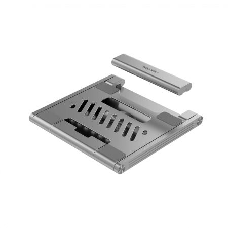 Canyon Laptop stands with hub, TYPE C F to HDMI2.0+2USB3.0+USBC3.0+RJ45+PD, TYEP C TO C cable 1m white with Emarker: HUSB332A, Material: Aluminum case+ABS+PS, Size: 245x240x27.2+/-0.3mm, Weight:1304g [13]