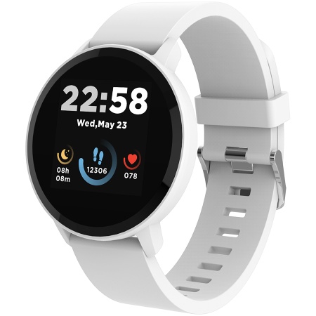 Smart Devices - CANYON Lollypop SW-63, Smart watch, 1.3inches IPS full touch screen, Round watch, IP68 waterproof, multi-sport mode, BT5.0, compatibility with iOS and android, Silver white, Host: 25.2*42.5*10.7mm, St