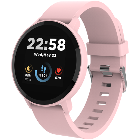 Smart Devices - CANYON Lollypop SW-63, Smart watch, 1.3inches IPS full touch screen, Round watch, IP68 waterproof, multi-sport mode, BT5.0, compatibility with iOS and android, Pink, Host: 25.2*42.5*10.7mm, Strap: 20*