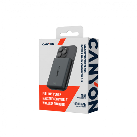 CANYON magnetic power bank OnPower 511 PD20W 10000mAh Aluminium Interstellar Black [4]