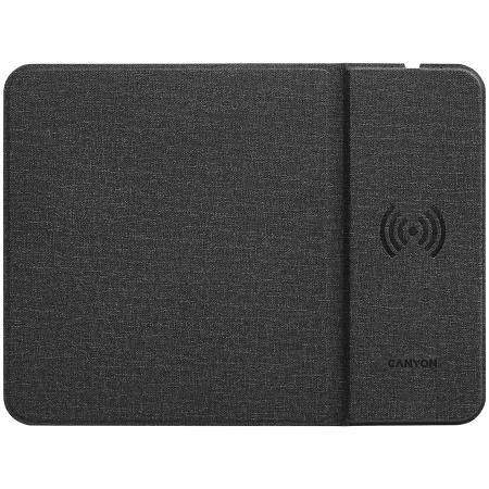 Jocuri si multimedia - CANYON MP-W5, Mouse Mat with wireless charger, Input 5V/2A,9V2A Output 5W/7.5W/10W, 324*244*6mm, USB Type C cable length 1m, Black, 220g