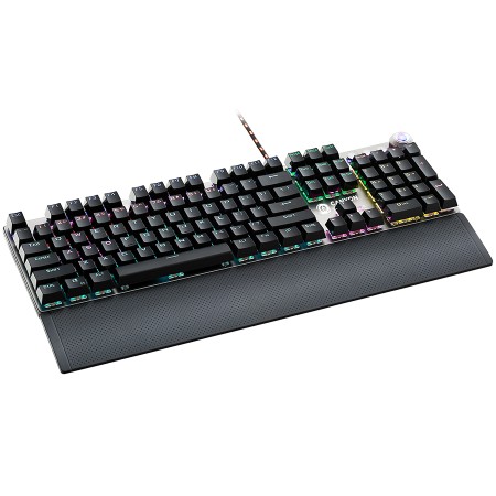 CANYON Nightfall GK-7, Wired Gaming Keyboard,Black 104 mechanical switches,60 million times key life, 22 types of lights,Removable magnetic wrist rest,4 Multifunctional control knob,Trigger actuation  [1]