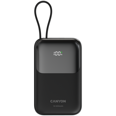 Accesorii - CANYON power bank OnPower 101 built-in cable 10000 mAh PD22.5W Black