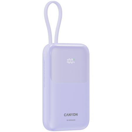 CANYON power bank OnPower 101 built-in cable 10000 mAh PD22.5W Purple [2]