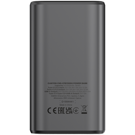 CANYON power bank OnPower 130 TFT 10000 mAh PD30W Dark Grey [2]