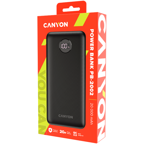 CANYON power bank PB-2002 LED 20000 mAh PD 20W QC 3.0 Black [3]