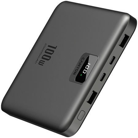 CANYON power bank PB-2008 LED FLAT 20000 mAh PD100W QC3.0 Dark Grey [2]