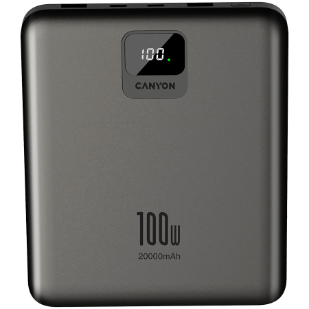 Accesorii - CANYON power bank PB-2008 LED FLAT 20000 mAh PD100W QC3.0 Dark Grey