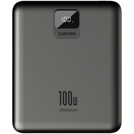 CANYON power bank PB-2008 LED FLAT 20000 mAh PD100W QC3.0 Dark Grey [1]