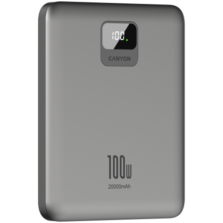 CANYON power bank PB-2008 LED FLAT 20000 mAh PD100W QC3.0 Dark Grey [4]