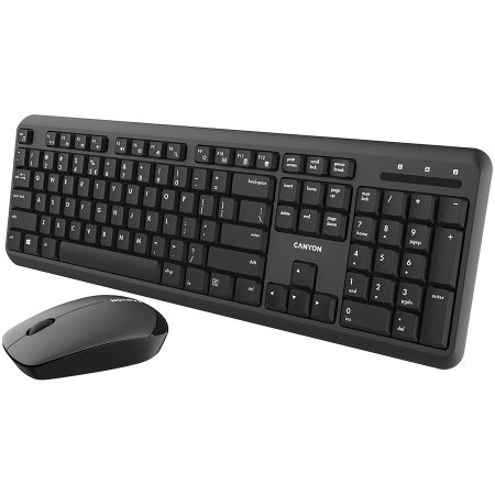 Periferice & Accesorii - CANYON SET-W20 UK/US Keyboard+Mouse Velvet Wireless Black