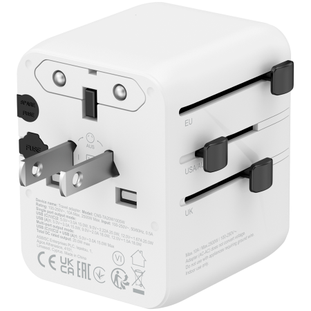 CANYON Travel Adapter OnTour 20 EU/UK/US/AUS 20W  White [2]