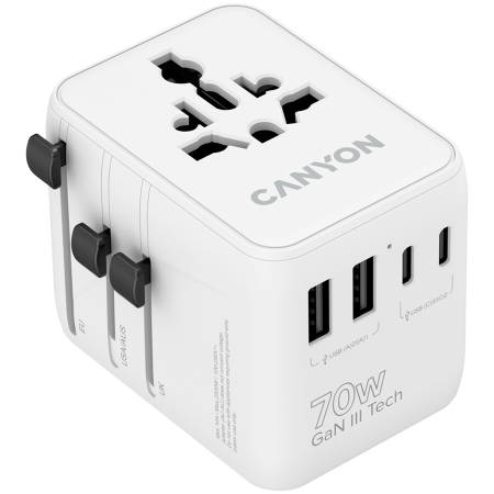 Cabluri & Adaptoare - CANYON Travel Adapter OnTour 70 EU/UK/US/AUS 70W White