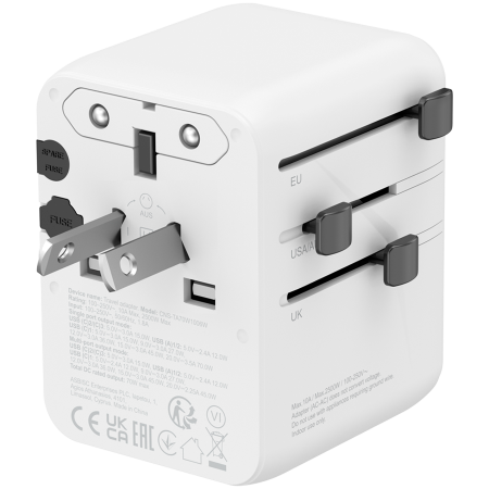 CANYON Travel Adapter OnTour 70 EU/UK/US/AUS 70W White [3]