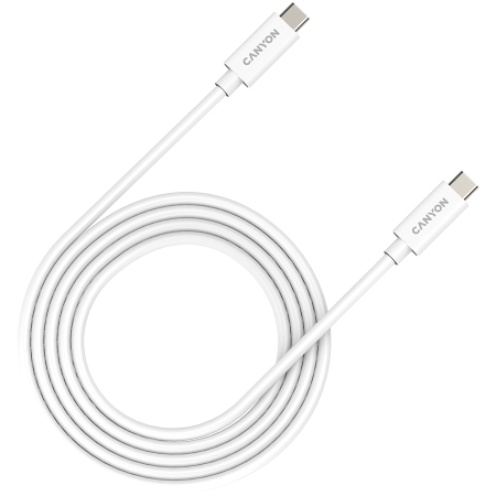 Cabluri & Adaptoare - CANYON UC-42, cable, U4-CC-5A2M-E, USB4 TYPE-C to TYPE-C cable assembly 20G 2m 5A 240W(ERP) with E-MARK, CE, ROHS, white