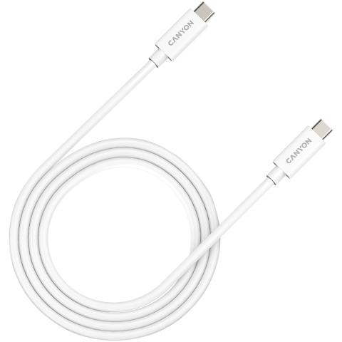 Cabluri & Adaptoare - CANYON UC-44, cable, U4-CC-5A1M-E, USB4 TYPE-C to TYPE-C cable assembly 40G 1m 5A 240W(ERP) with E-MARK, CE, ROHS, white
