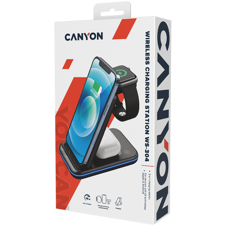 CANYON wireless charger WS-304 15W 3in1 Black [8]